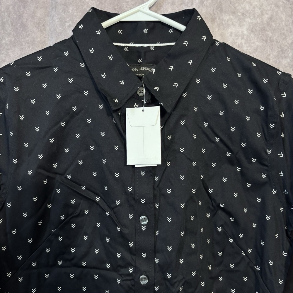Banana Republic Women's Size 10 Parker Shirt White Black Button Up Long Sleeve - Picture 2 of 8